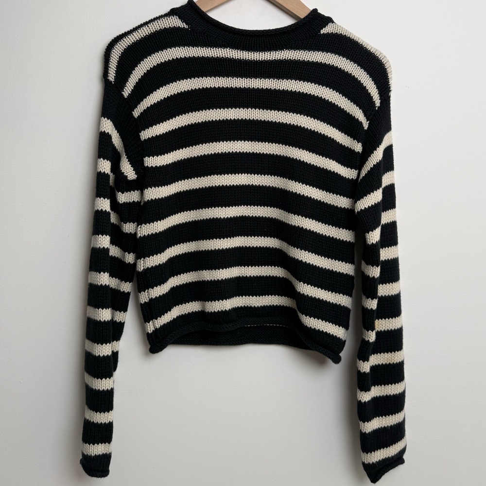 Ralph Lauren Collection Made in Italy Striped Cropped Knit Sweater Womens S